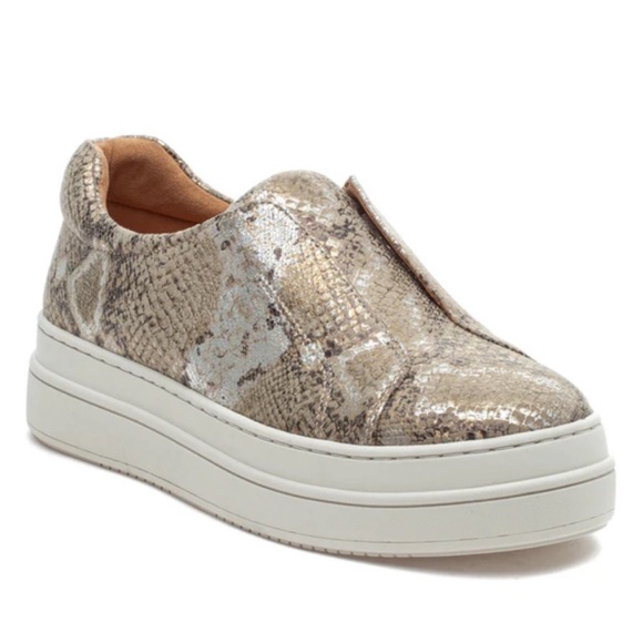 NWT J/SLIDES NOEL Metallic Multi Embossed Snake Print Slip-On Sneaker - Picture 1 of 11